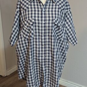 Men's Western Plaid Button-Up Shirt size L